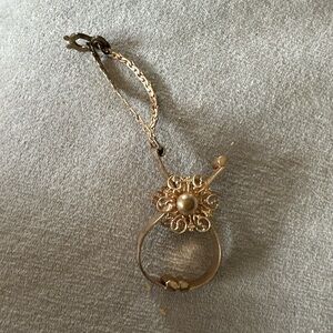 Vintage Scarf Clip or Glove Holder, 1950s MidCentury with purse chain,gold plate